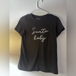 LOFT Black Tee with Silver Sequin Design